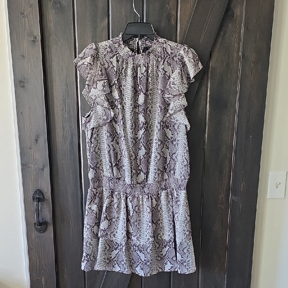 1. State Dress in Black and Gray Snake Print